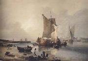 Samuel Owen Loading boats in an estuary (mk47) Sweden oil painting artist